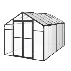 VEVOR Polycarbonate Greenhouse, 8 x 12 Ft, Outdoor Greenhouse with 2 Vent Windows, Pavilion Styled Greenhouse with Hinged Door, Aluminum Large Walk-in Greenhouse Kit for Outside Garden Backyard