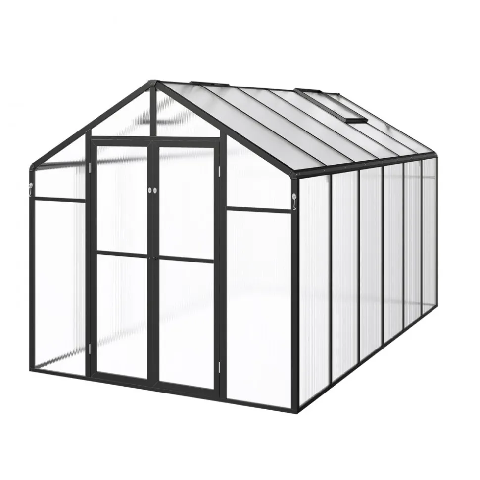 VEVOR Polycarbonate Greenhouse, 8 x 12 Ft, Outdoor Greenhouse with 2 Vent Windows, Pavilion Styled Greenhouse with Hinged Door, Aluminum Large Walk-in Greenhouse Kit for Outside Garden Backyard