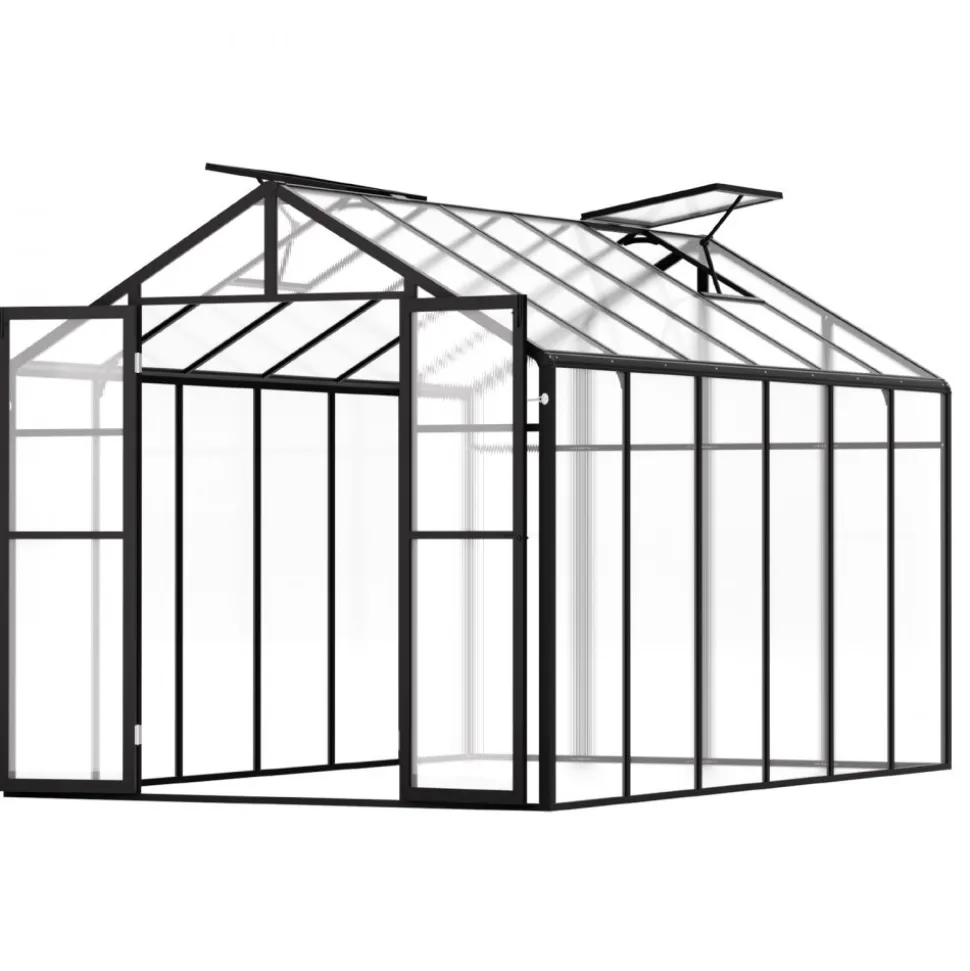VEVOR Polycarbonate Greenhouse, 8 x 12 Ft, Outdoor Greenhouse with 2 Vent Windows, Pavilion Styled Greenhouse with Hinged Door, Aluminum Large Walk-in Greenhouse Kit for Outside Garden Backyard