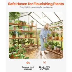 VEVOR Polycarbonate Greenhouse, 8 x 12 Ft, Outdoor Greenhouse with 2 Vent Windows, Pavilion Styled Greenhouse with Hinged Door, Aluminum Large Walk-in Greenhouse Kit for Outside Garden Backyard
