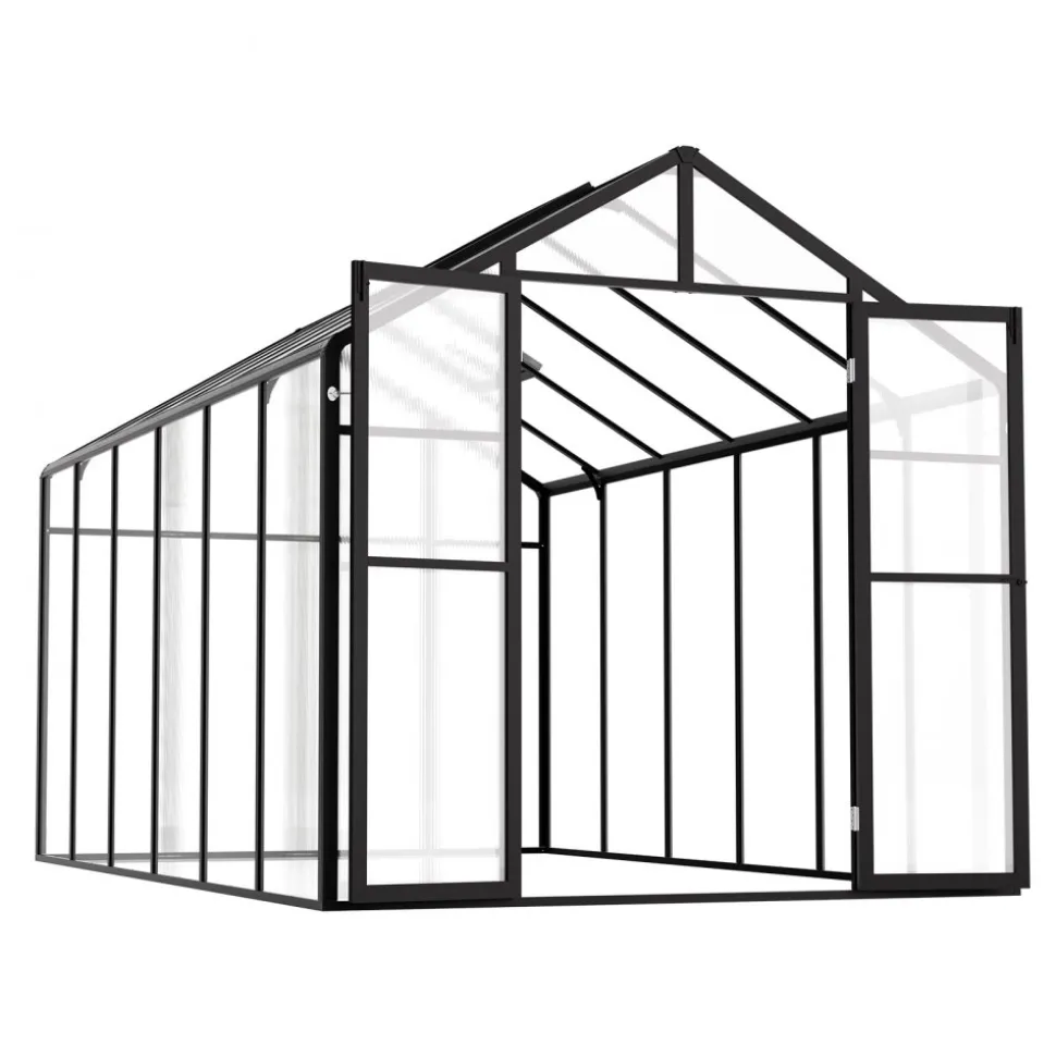 VEVOR Polycarbonate Greenhouse, 8 x 12 Ft, Outdoor Greenhouse with 2 Vent Windows, Pavilion Styled Greenhouse with Hinged Door, Aluminum Large Walk-in Greenhouse Kit for Outside Garden Backyard