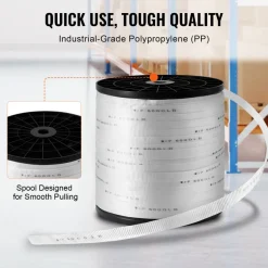 VEVOR Polyester Pull Tape, 1" x 2103' Mule Tape Flat Rope, 6000 lbf Tensile Capacity, Printed Webbing Cable Pulling Tape for Packaging, Gardening, Commercial Electrical, Conduit Work, White