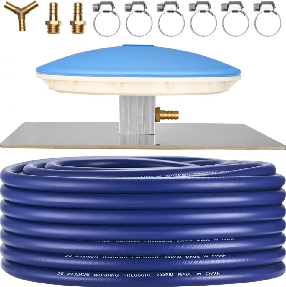 VEVOR Pond Aerator Air Diffuser & 3/8 in Self Sinking Aeration Hose Kit, 8in Silicone Lake Aeration Diffuser with 100ft Flexible Pond Aerator Hose Kit for Ponds Lakes Water Gardens