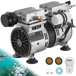 VEVOR Pond Aerator,5.2CFM 3/4 HP Air Compressor, Lake Aerator for Ponds up to 3 Acres, Overheat Protection & Anti-Backflow Valve, 550W Powerful Motor, Pond Aeration Pump for Water Oxygen Circulation