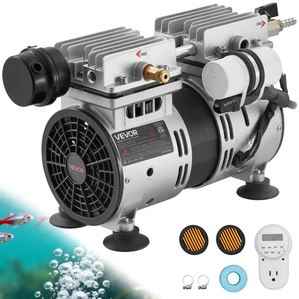 VEVOR Pond Aerator,5.2CFM 3/4 HP Air Compressor, Lake Aerator for Ponds up to 3 Acres, Overheat Protection & Anti-Backflow Valve, 550W Powerful Motor, Pond Aeration Pump for Water Oxygen Circulation