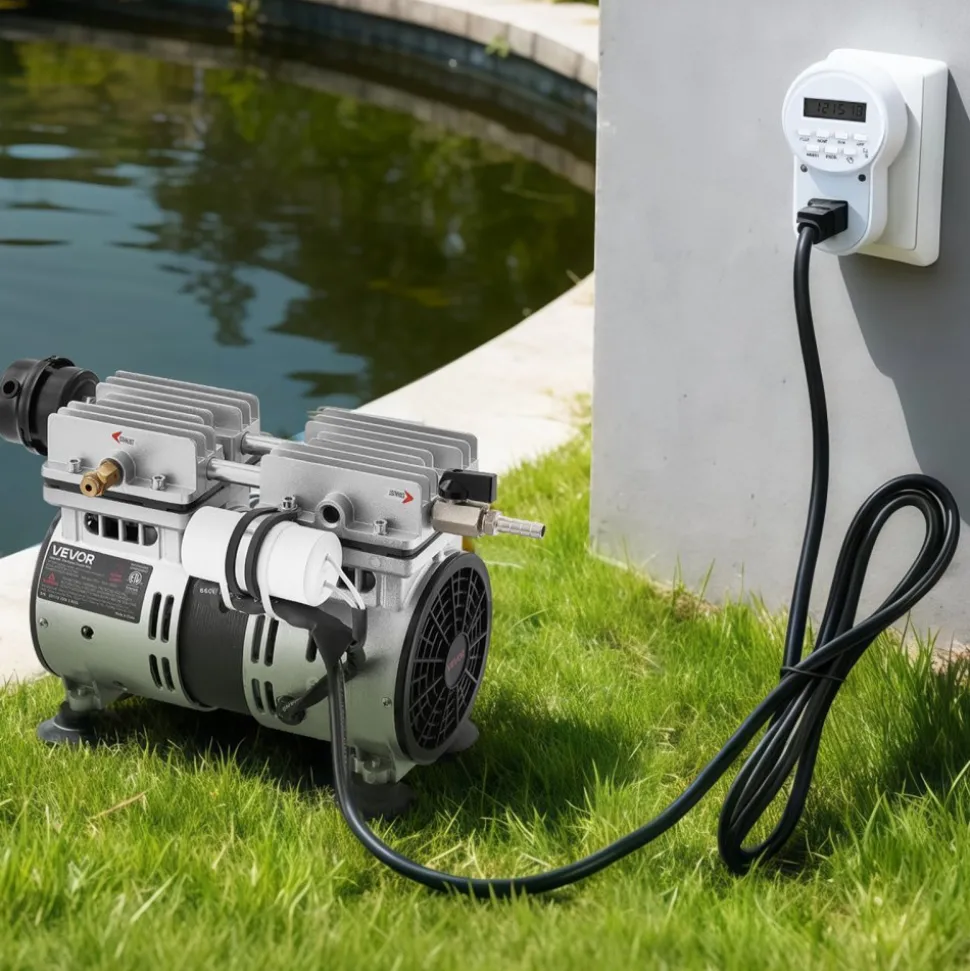 VEVOR Pond Aerator,5.2CFM 3/4 HP Air Compressor, Lake Aerator for Ponds up to 3 Acres, Overheat Protection & Anti-Backflow Valve, 550W Powerful Motor, Pond Aeration Pump for Water Oxygen Circulation
