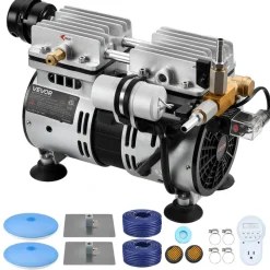 VEVOR Pond Aerators, 5.2CFM Aeration System for Lakes up to 3 Acres, 3/4 HP Air Compressor, 2 Diffusers & Two 100' Weighted Tubings, Outdoor Pond Aeration Pump for Deep Water Oxygen Circulation