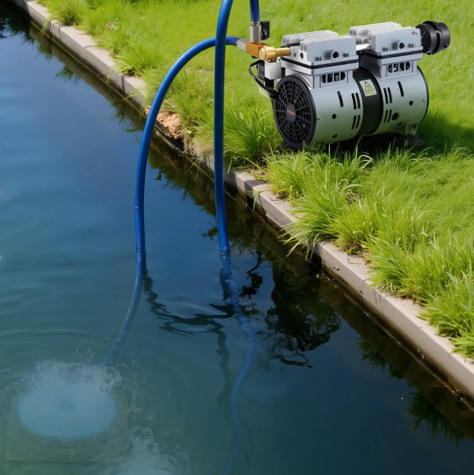 VEVOR Pond Aerators, 5.2CFM Aeration System for Lakes up to 3 Acres, 3/4 HP Air Compressor, 2 Diffusers & Two 100' Weighted Tubings, Outdoor Pond Aeration Pump for Deep Water Oxygen Circulation