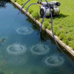 VEVOR Pond Aerators, 6.7CFM Aeration System for Lakes up to 3 Acres, 1 HP Air Compressor, 4 Diffusers & Four 100' Weighted Tubing, Outdoor Pond Aeration Pump for Deep Water Oxygen Circulation