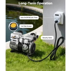 VEVOR Pond Aerators, 6.7CFM Aeration System for Lakes up to 3 Acres, 1 HP Air Compressor, 4 Diffusers & Four 100' Weighted Tubing, Outdoor Pond Aeration Pump for Deep Water Oxygen Circulation