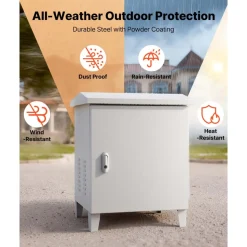 VEVOR Pond Aerator Weatherproof Outdoor Cabinet, Housing for Pond Aerator with Cooling Fan & AC Power Outlet, 16.9 x 19.7 x 22.8 in, Water Garden Aeration Box, Fits Most Aeration Compressors