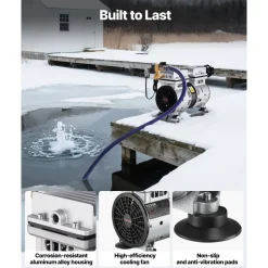 VEVOR Pond Aerator, 550W Power, 5.2CFM for Up to 3 Acre 50' Lake, Pond Aeration Kit Includes 3/4 HP Compressor & Timer & Valves, Air Compressor for Deep Water Oxygen Circulation, for Pond, Lake