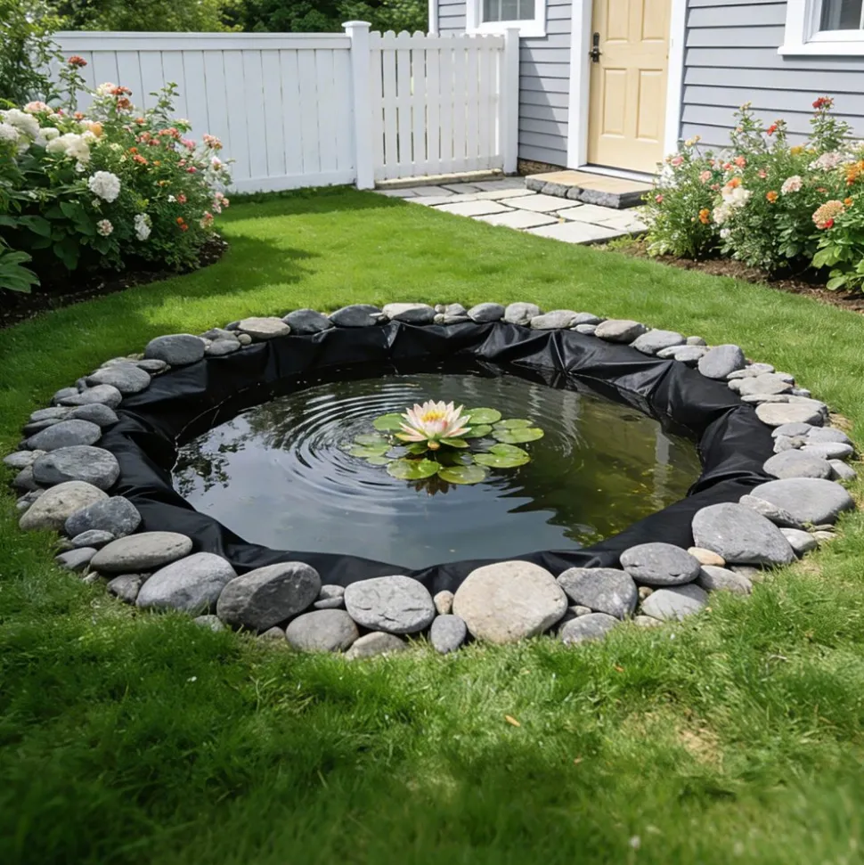 VEVOR Pond Liner 15 x 20 ft, 45 Mil, EPDM Rubber Fish Koi Pond Liner and Underlayment Combo, Easy to Cut, Durable & Leakproof, for Outdoor Ponds, Water Garden, Waterfall, Fishpond, Fountains, Black