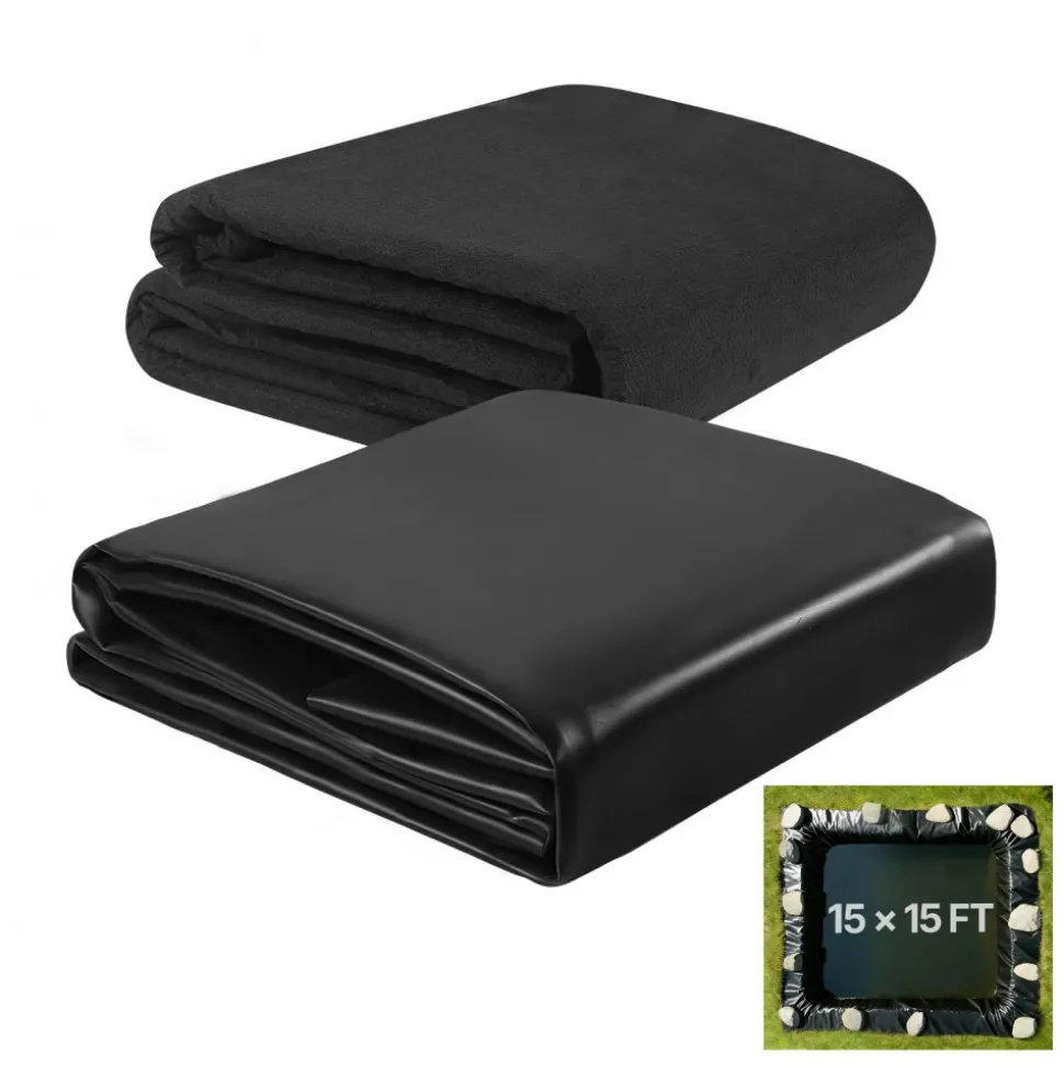 VEVOR Pond Liner 15 x 20 ft, 45 Mil, EPDM Rubber Fish Koi Pond Liner and Underlayment Combo, Easy to Cut, Durable & Leakproof, for Outdoor Ponds, Water Garden, Waterfall, Fishpond, Fountains, Black