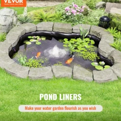 VEVOR Pond Liner, 15 x 20 ft 45 Mil Thickness, Pliable EPDM Material Pond Skins, Easy Cutting Underlayment for Fish or Koi Ponds, Water Features, Waterfall Base, Fountains, Water Gardens, Black