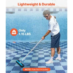 VEVOR Pool Brush Head, 20 Inch Scrub Brushes with Nylon Bristles and Aluminum Pole Connector, Heavy Duty Curved Brush Head for Cleaning Inground/Above Ground Swimming Pool Walls, Pole Not Included