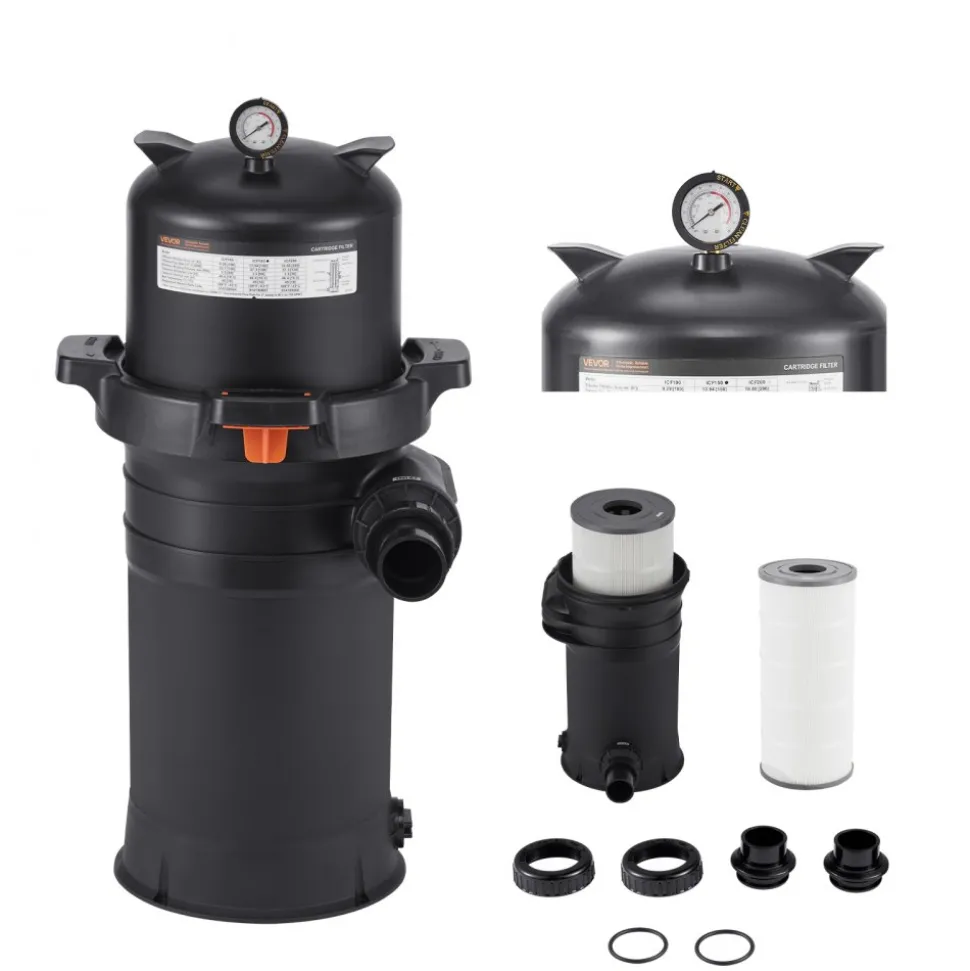 VEVOR Pool Cartridge Filter, 150 sq.ft², High-Efficiency Swimming Pool Filter with Valve, 9000 GPH Spa Filtration Cleaning & Clearing System for In-Ground & Above Pools up to 34342 Gallons