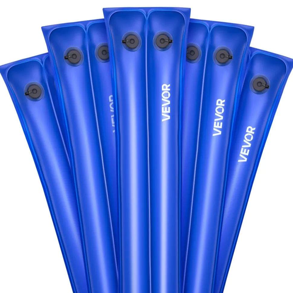 VEVOR Pool Cover Water Bags, 5 Packs 8 Ft, Double Chamber Pool Cover Water Tubes, 0.4mm Thick PVC Bags Weights with Leakproof Screw Cap, for Inground Swimming-Pool Covers Winter Closing, Blue