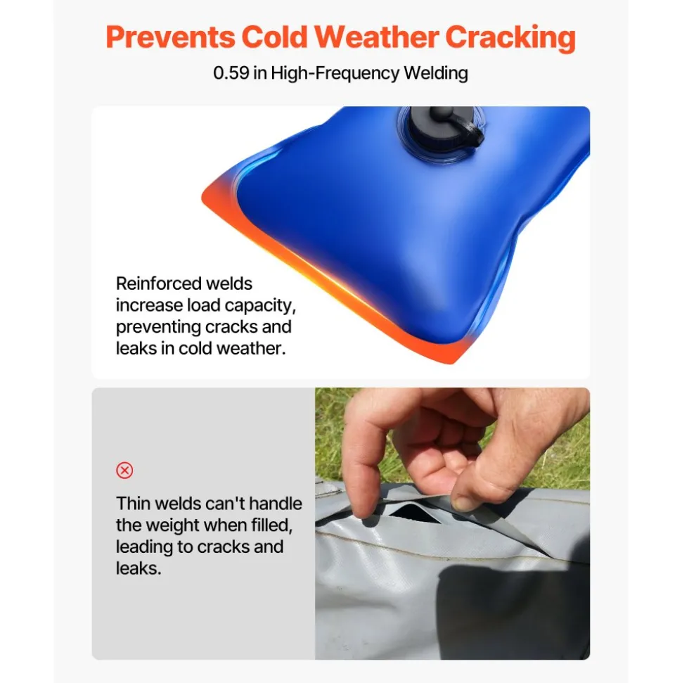 VEVOR Pool Cover Water Bags, 6 Packs 4 Ft, Single Chamber Pool Cover Water Tubes, 0.4mm Thick PVC Bags Weights with Leakproof Screw Cap, for Inground Swimming-Pool Covers Winter Closing, Blue