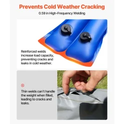VEVOR Pool Cover Water Bags, 5 Packs 10 Ft, Double Chamber Pool Cover Water Tubes, 0.4mm Thick PVC Bags Weights with Leakproof Screw Cap, for Inground Swimming-Pool Covers Winter Closing, Blue