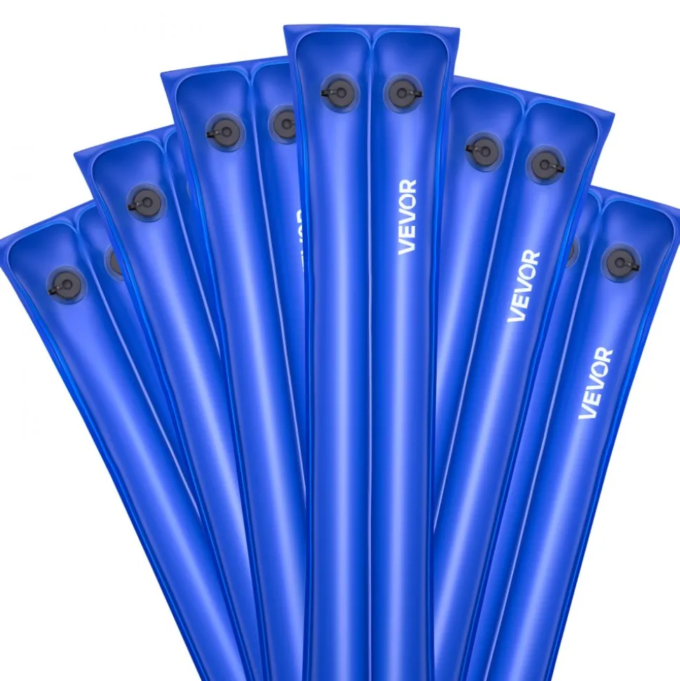 VEVOR Pool Cover Water Bags, 6 Packs 8 Ft, Double Chamber Pool Cover Water Tubes, 0.4mm Thick PVC Bags Weights with Leakproof Screw Cap, for Inground Swimming-Pool Covers Winter Closing, Blue