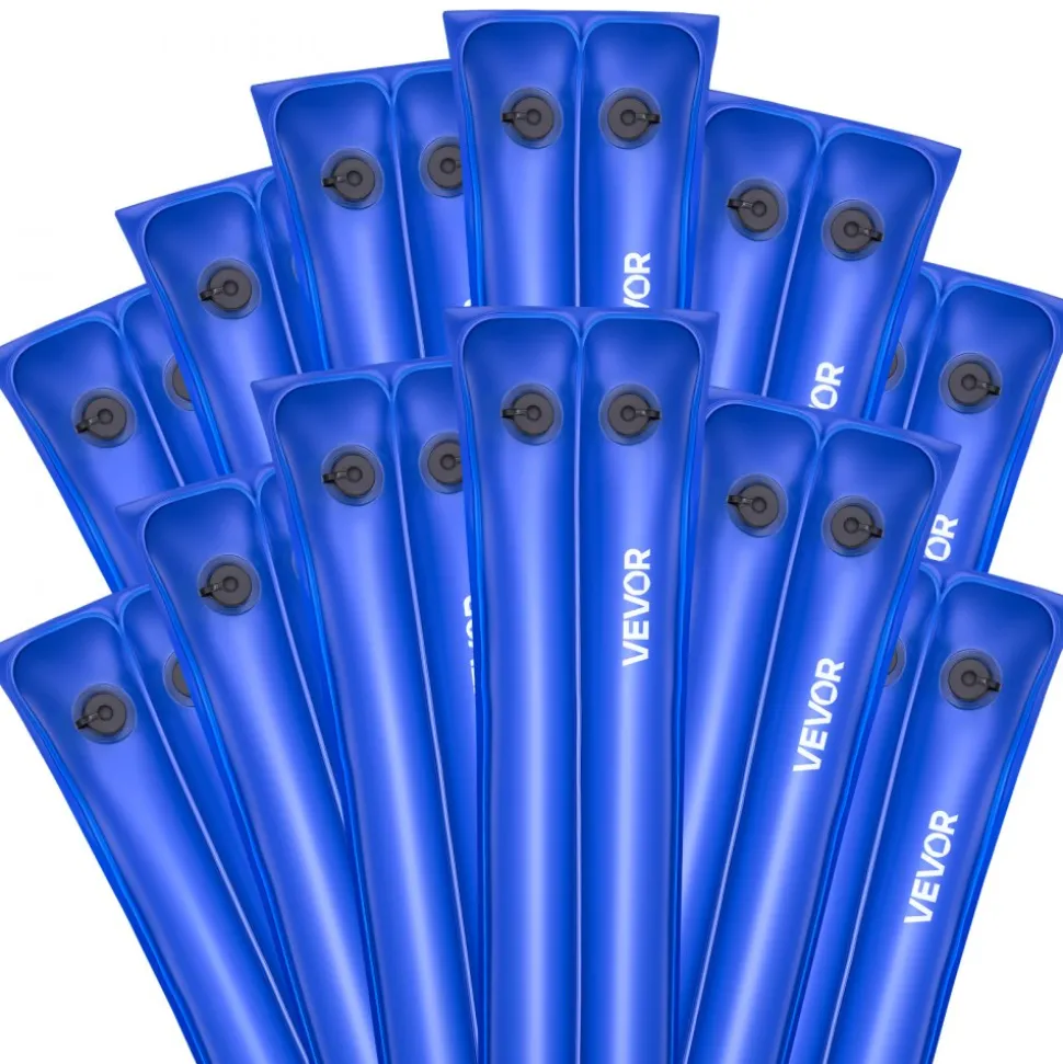 VEVOR Pool Cover Water Bags, 12 Packs 10 Ft, Double Chamber Pool Cover Water Tubes, 0.4mm Thick PVC Bags Weights with Leakproof Screw Cap, for Inground Swimming-Pool Covers Winter Closing, Blue