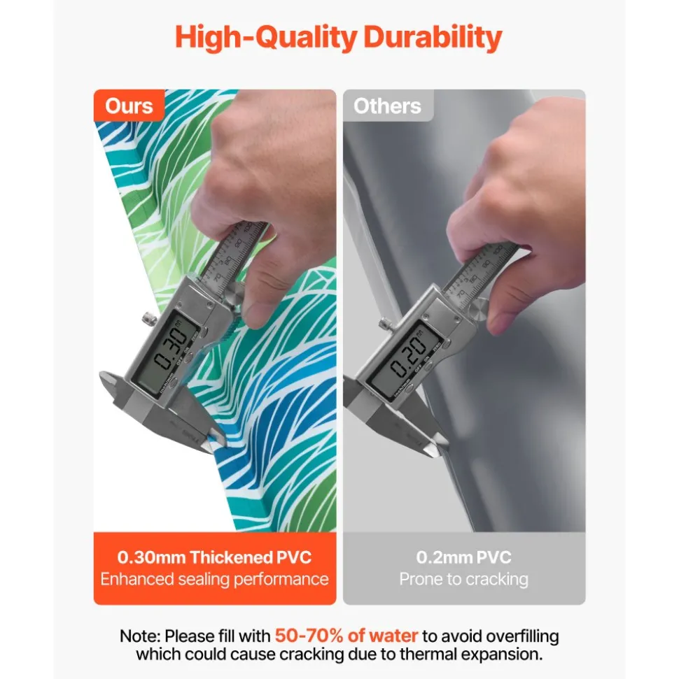 VEVOR Pool Cover Water Bags, 5 Packs 8 Ft, Double Chamber Pool Cover Water Tubes with Reflective Strips, 0.3mm Thick PVC Bags Weights with Leakproof Screw Cap, for Winter Inground Swimming-Pool Covers