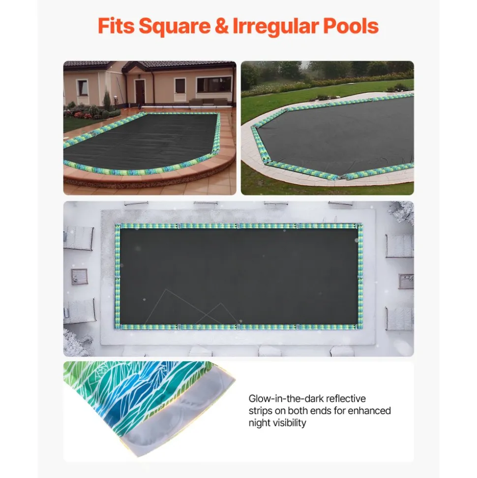 VEVOR Pool Cover Water Bags, 5 Packs 8 Ft, Double Chamber Pool Cover Water Tubes with Reflective Strips, 0.3mm Thick PVC Bags Weights with Leakproof Screw Cap, for Winter Inground Swimming-Pool Covers