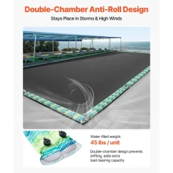 VEVOR Pool Cover Water Bags, 5 Packs 8 Ft, Double Chamber Pool Cover Water Tubes with Reflective Strips, 0.3mm Thick PVC Bags Weights with Leakproof Screw Cap, for Winter Inground Swimming-Pool Covers