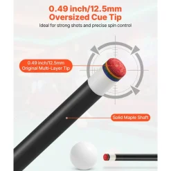 VEVOR Pool Cue, 1 Piece Pool Stick, 58 inch & 19 oz Canadian Maple Wood Billiard Pools Cue Stick with Multi-Layer Tip & ABS Connection Ring, Cues Sticks for Professional Pool Table, Bar, Home, Office