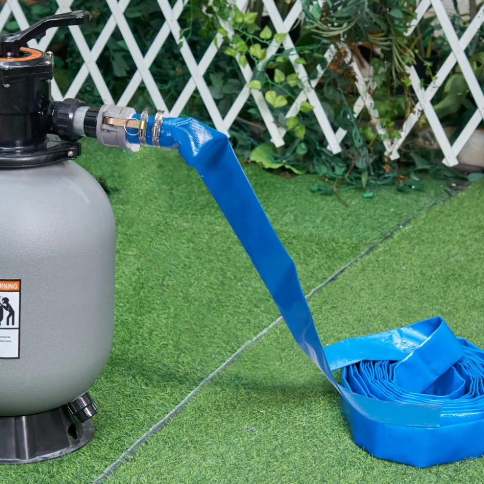 VEVOR Pool Drain Hose, 2 inch by 50 ft, Durable PVC Material, Includes Aluminum Camlock C & E Connectors and Clamps, Fits Pumps and Sand Filters, Ideal for Pool Water Removal, Blue