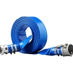 VEVOR Pool Drain Hose, 2 inch by 50 ft, Durable PVC Material, Includes Aluminum Camlock C & E Connectors and Clamps, Fits Pumps and Sand Filters, Ideal for Pool Water Removal, Blue
