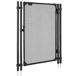 VEVOR Pool Fence Gate, 4 x 2.5 ft Inground Swimming Pool Fences Gate, Outdoor Security Fencing Door Kit with Metal Latch and Stopper, 352 gsm Teslin PVC Mesh, Square Tube, Easy Installation, Black