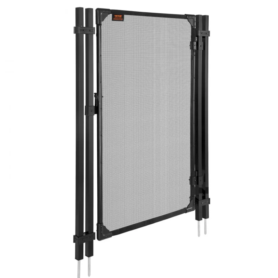 VEVOR Pool Fence Gate, 4 x 2.5 ft Inground Swimming Pool Fences Gate, Outdoor Security Fencing Door Kit with Metal Latch and Stopper, 352 gsm Teslin PVC Mesh, Square Tube, Easy Installation, Black