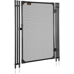 VEVOR Pool Fence Gate, 4 x 2.5 ft Inground Swimming Pool Fences Gate, Outdoor Security Fencing Door Kit with Metal Latch, 352 gsm Teslin PVC Mesh, Round Tube, Lockable and Easy Installation, Black