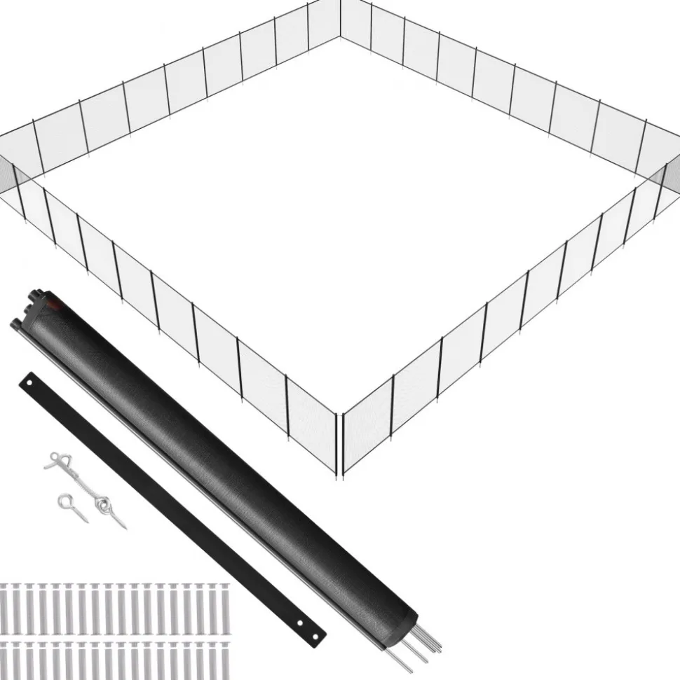 VEVOR Pool Fence, 4 x 108 FT Pool Fences for Inground Pools, Removable Child Safety Pool Fencing, Easy DIY Installation Swimming Pool Fence, 340gms Teslin PVC Pool Fence Mesh Protects Kids and Pets