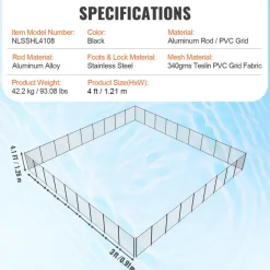 VEVOR Pool Fence, 4 x 108 FT Pool Fences for Inground Pools, Removable Child Safety Pool Fencing, Easy DIY Installation Swimming Pool Fence, 340gms Teslin PVC Pool Fence Mesh Protects Kids and Pets