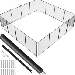 VEVOR Pool Fence, 4 x 48 FT Pool Fences for Inground Pools, Removable Child Safety Pool Fencing, Easy DIY Installation Swimming Pool Fence, 340gms Teslin PVC Pool Fence Mesh Protects Kids and Pets