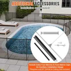 VEVOR Pool Fence, 4 x 96 FT Pool Fences for Inground Pools, Removable Child Safety Pool Fencing, Easy DIY Installation Swimming Pool Fence, 340gms Teslin PVC Pool Fence Mesh Protects Kids and Pets
