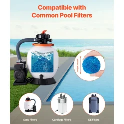 VEVOR Pool Filter Balls for Sand Filter, 4 lbs, Filter Balls Replace Pool Filter Sand, Reusable Blue Polyester Fiber Filter Media with Wash Bag, for Swimming Pool Aquarium Tank Above Ground Pool
