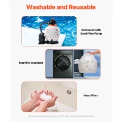 VEVOR Pool Filter Balls for Sand Filter, 4.6 lbs, Filter Balls Replace Pool Filter Sand, Reusable Polyester Fiber Filter Media Balls with Wash Bag, for Swimming Pool Above Ground Pool Aquarium Tank