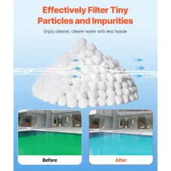 VEVOR Pool Filter Balls for Sand Filter, 4.6 lbs, Filter Balls Replace Pool Filter Sand, Reusable Polyester Fiber Filter Media Balls with Wash Bag, for Swimming Pool Above Ground Pool Aquarium Tank