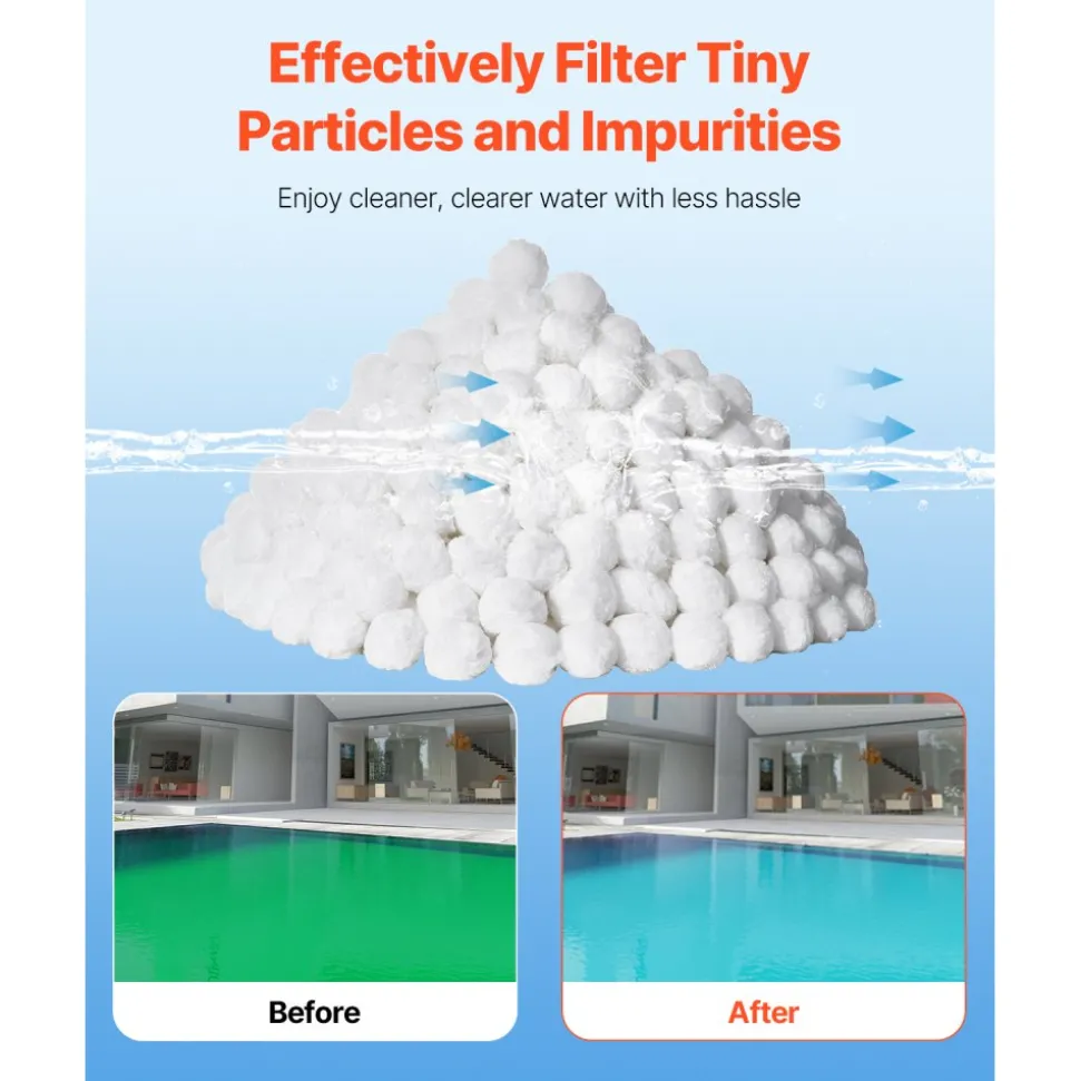VEVOR Pool Filter Balls for Sand Filter, 4.6 lbs, Filter Balls Replace Pool Filter Sand, Reusable Polyester Fiber Filter Media Balls with Wash Bag, for Swimming Pool Above Ground Pool Aquarium Tank