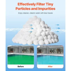 VEVOR Pool Filter Balls for Sand Filter, 3.5 lbs, Filter Balls Replace Pool Filter Sand, Reusable Polyester Fiber Filter Media Balls with Wash Bag, for Swimming Pool Above Ground Pool Aquarium Tank