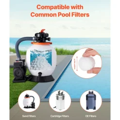 VEVOR Pool Filter Balls for Sand Filter, 1.5 lbs, Filter Balls Replace Pool Filter Sand, Reusable Polyester Fiber Filter Media Balls with Wash Bag, for Swimming Pool Above Ground Pool Aquarium Tank