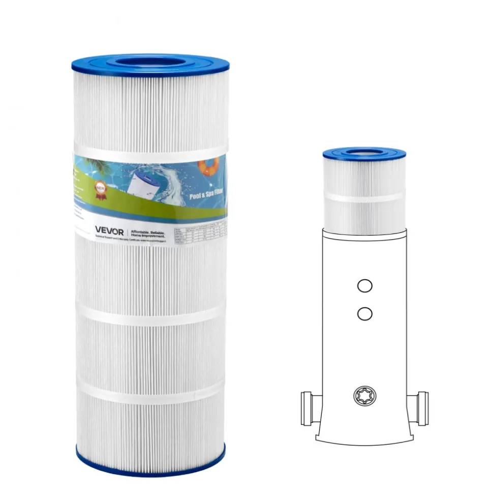 VEVOR Pool Filter Cartridge, 120 Sq. Ft Spa Hot Tub Filter Cartridge Replacement, Compatible with Hayward CX1200RE, Pleatco PA120, Unicel C-8412, Secure for Kids & Pet, Trilobal Pleated, Easy to Clean