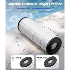 VEVOR Pool Filter Cartridge, 50 Sq. Ft Spa Hot Tub Filter Cartridge Replacement, Compatible with Hayward C500, CX500-RE, Pleatco, Secure for Kids & Pet, Trilobal Pleated, Easy to Clean