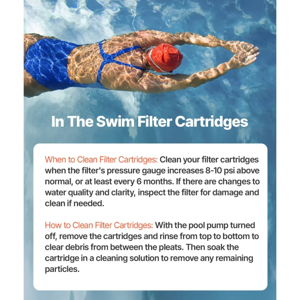 VEVOR Pool Filter Cartridge, 175 Sq. Ft Spa Hot Tub Filter Cartridge Replacement, Compatible with Pleatco PA175, Hayward C1750, Secure for Kids & Pet, Trilobal Pleated, Easy to Clean