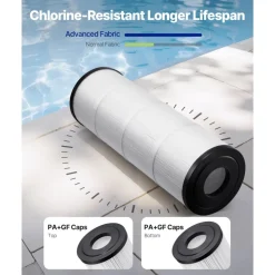VEVOR Pool Filter Cartridge, 4x 80 Sq. Ft, Spa Hot Tub Filter Cartridge Replacement, Compatible with Pentair CCP320, Pleatco PCC80-PAK4, Secure for Kids & Pet, Easy to Clean