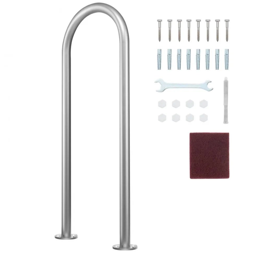 VEVOR Pool Handrail,36 x 13 inch Pool Railing, Aluminum with Base Plate for Indoor/Outdoor Pools, Humanized Swimming Pool Safety Railing for Decks, Rust-Proof Grab Bar with Accessories for Spas Docks